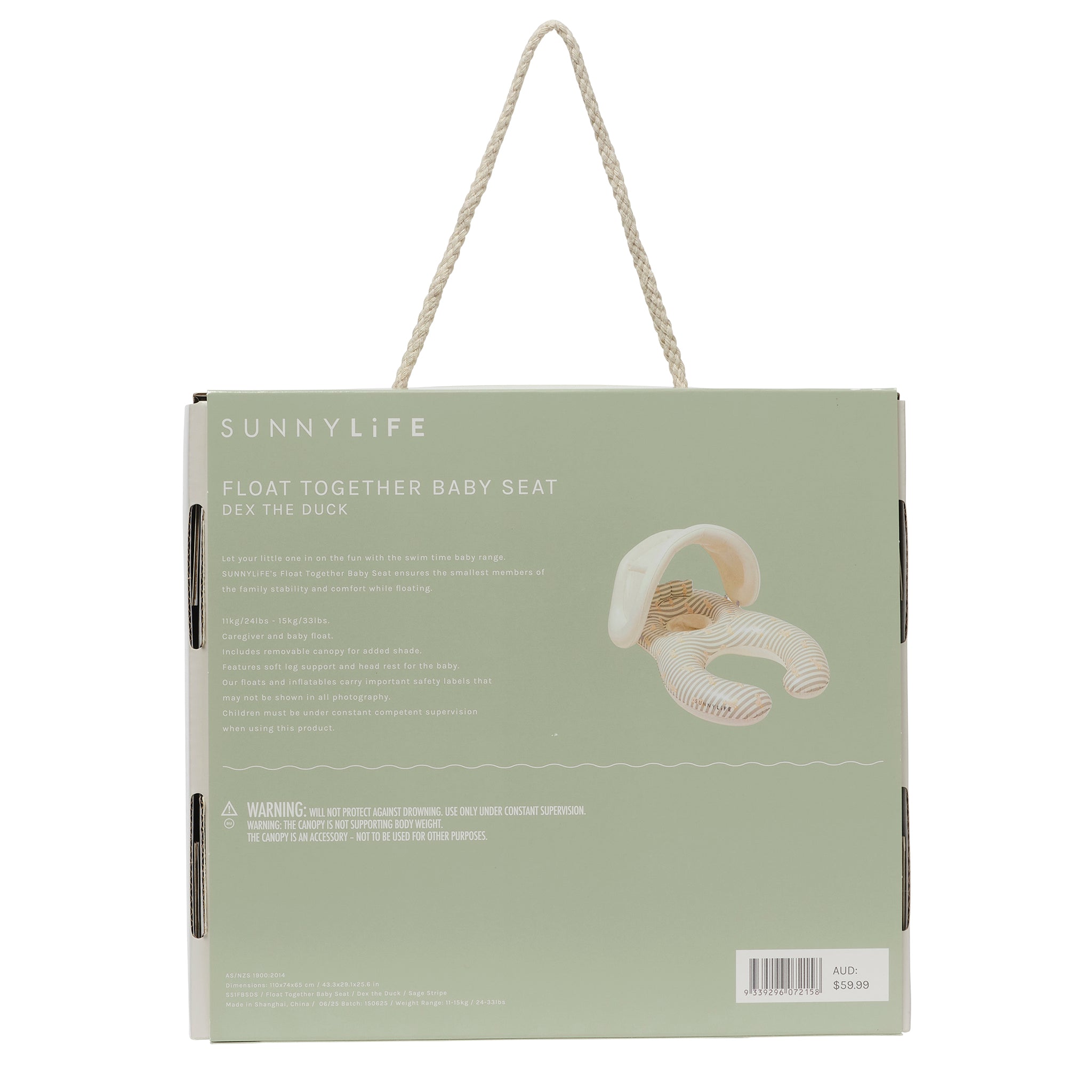 Float Together Baby Seat - Duck Sage Stripe