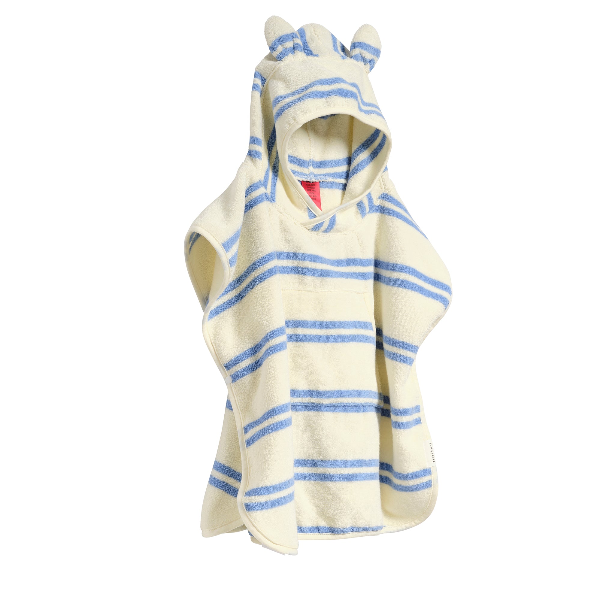 Kids Beach Poncho Towel - Sammy the Seagull Blue Stripe