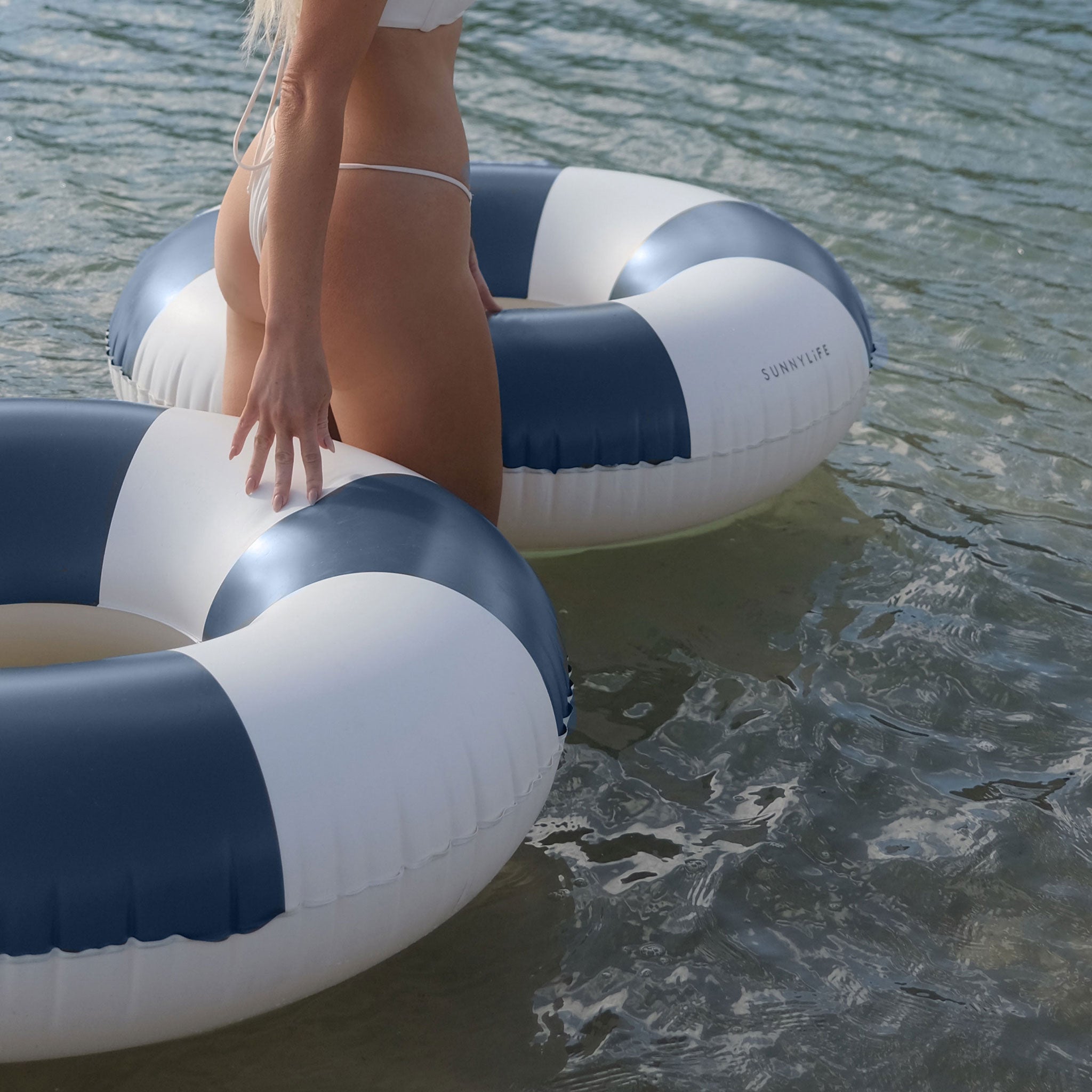 Tube Pool Ring - Navy Stripe