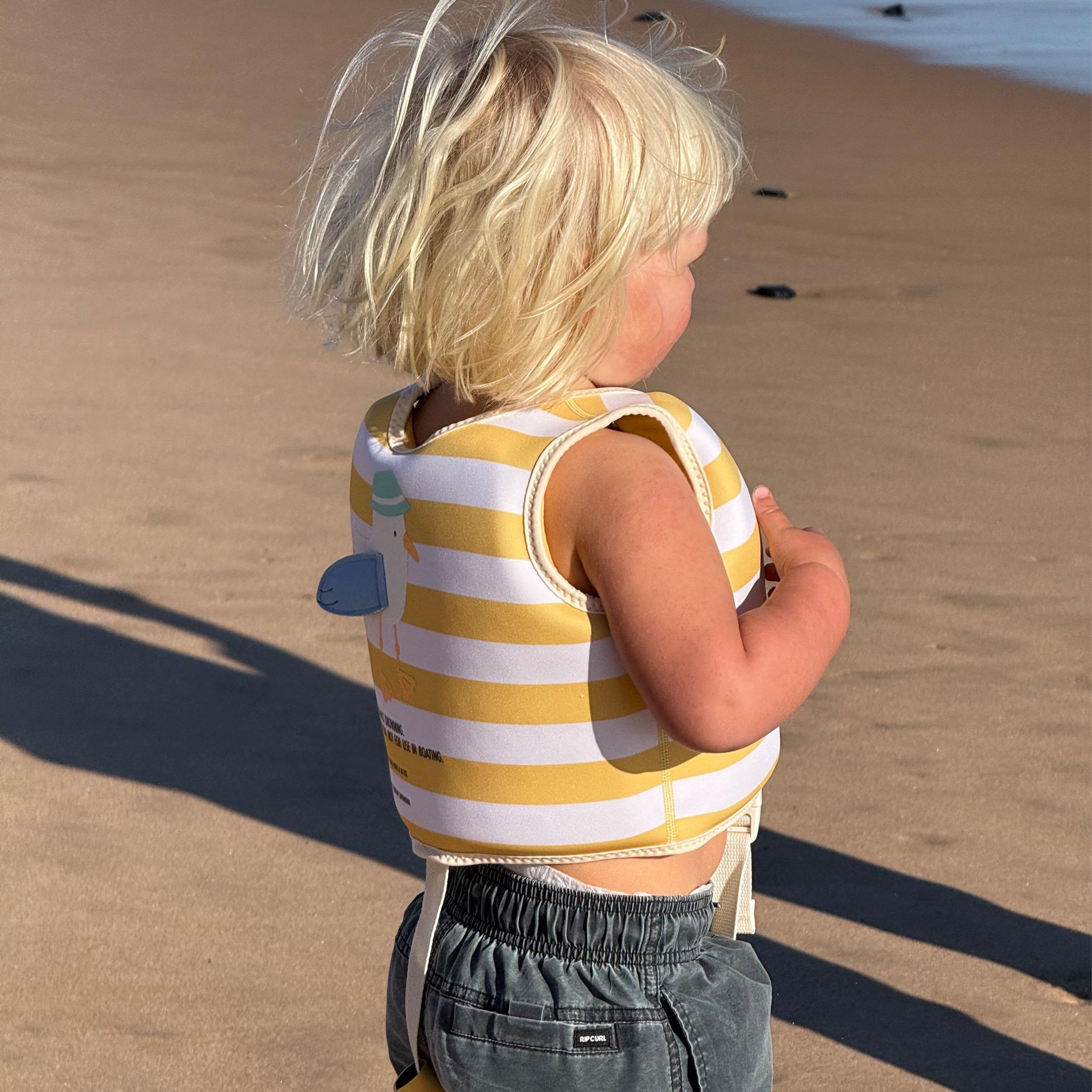 Kids Swim Vest 2-3 - Sammy the Seagull Yellow Stripe