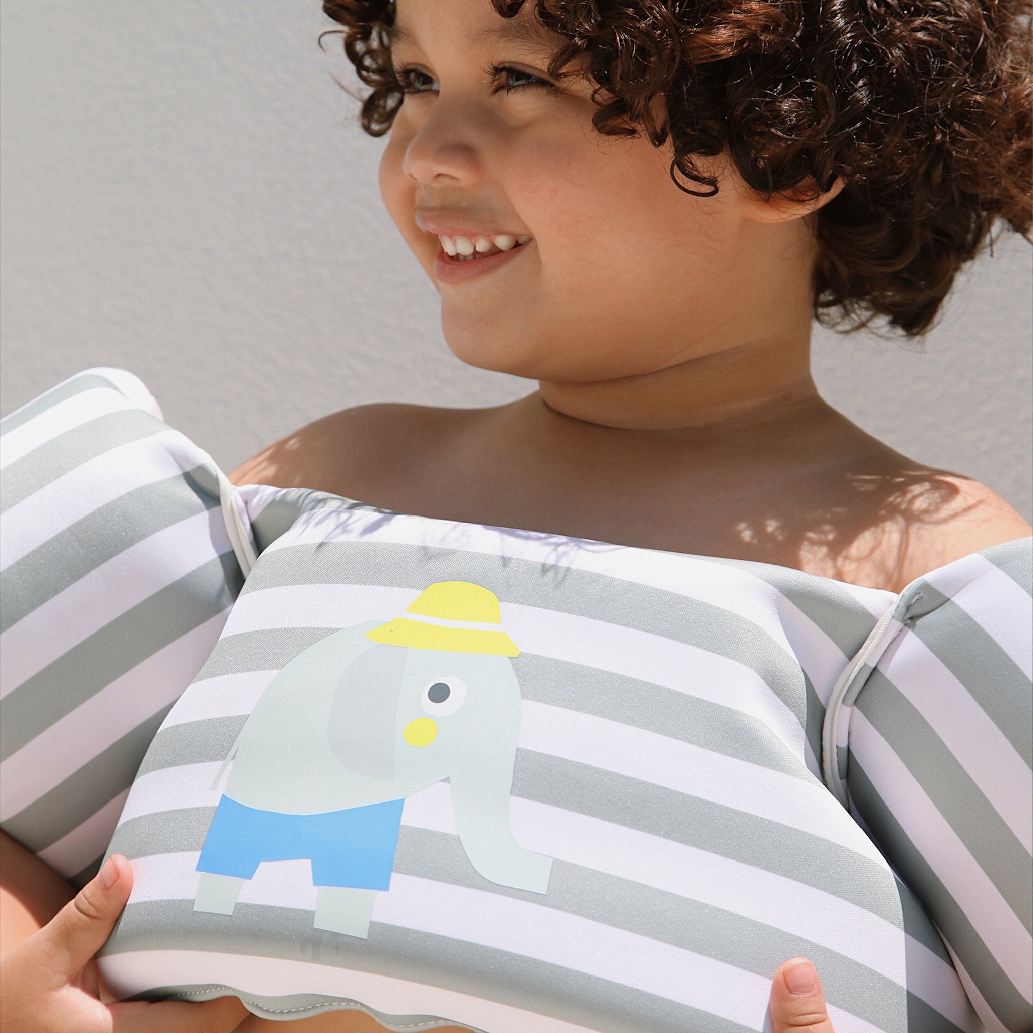 Floatie Jacket 3-6 - Eli the Elephant Green Stripe