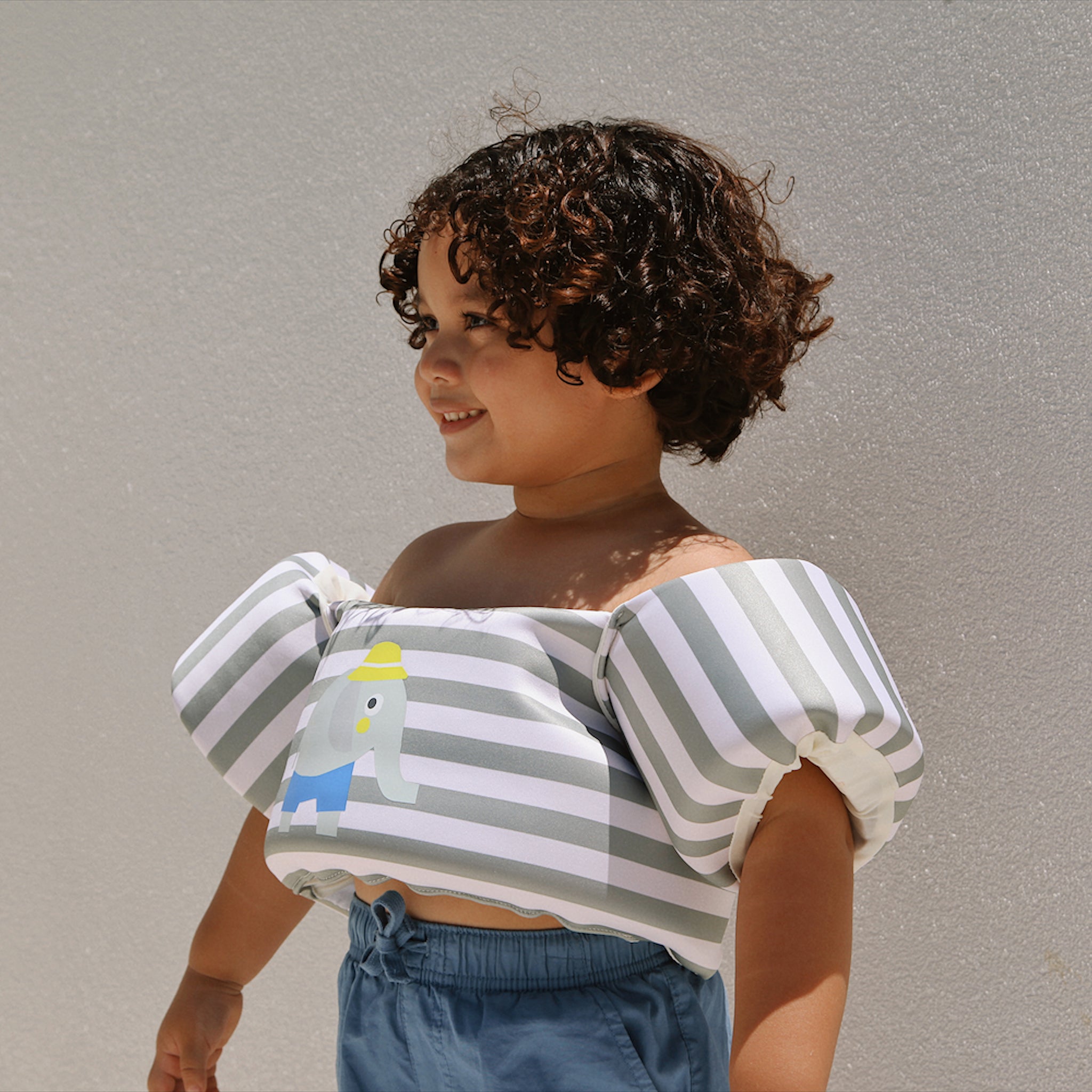 Floatie Jacket 3-6 - Eli the Elephant Green Stripe