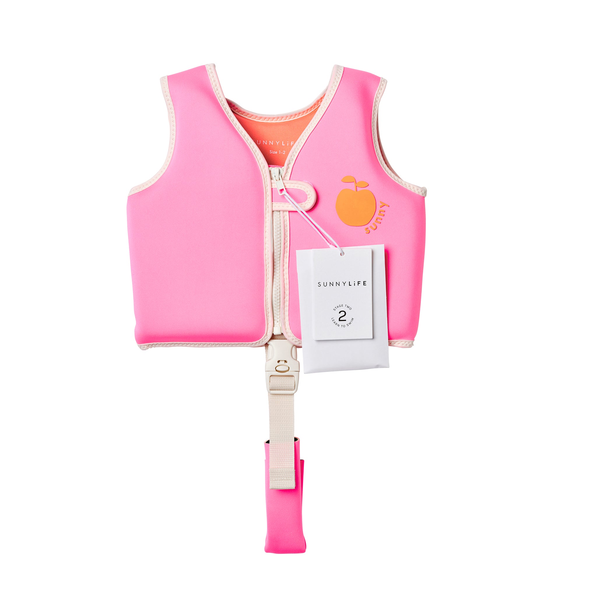 Kids Swim Vest 1-2 - Poppy the Peach Neon Pink