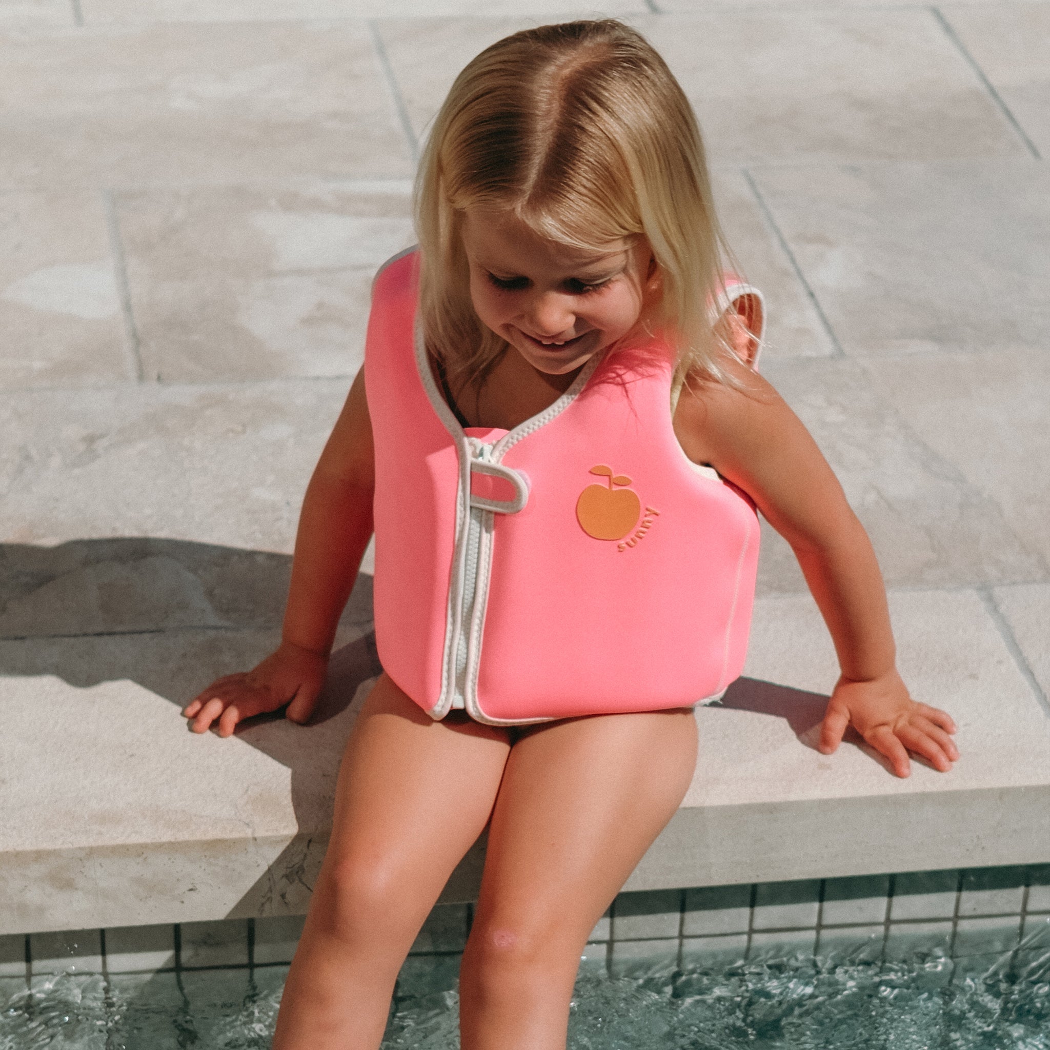 Kids Swim Vest 3-6 - Poppy the Peach Neon Pink