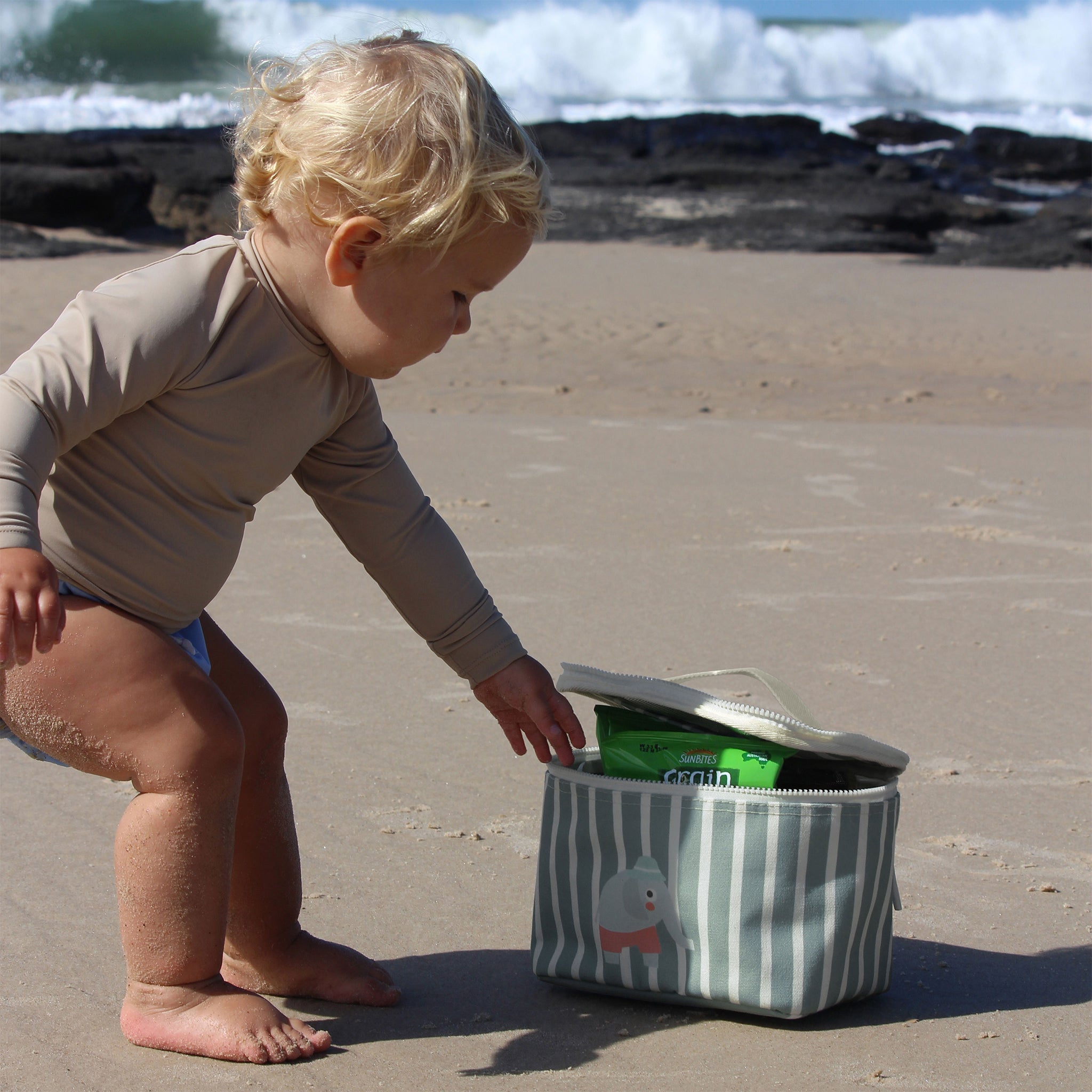 Kids Lunch Bag - Eli the Elephant Green