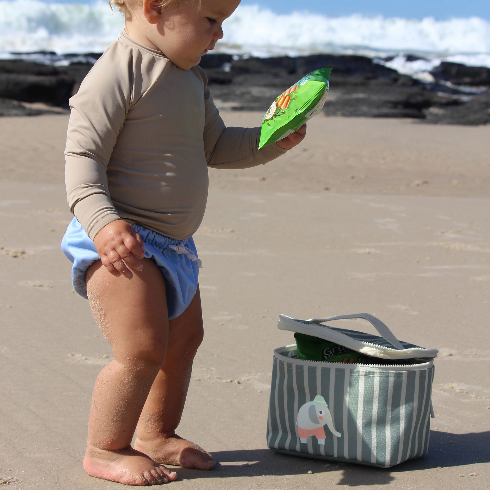 Kids Lunch Bag - Eli the Elephant Green