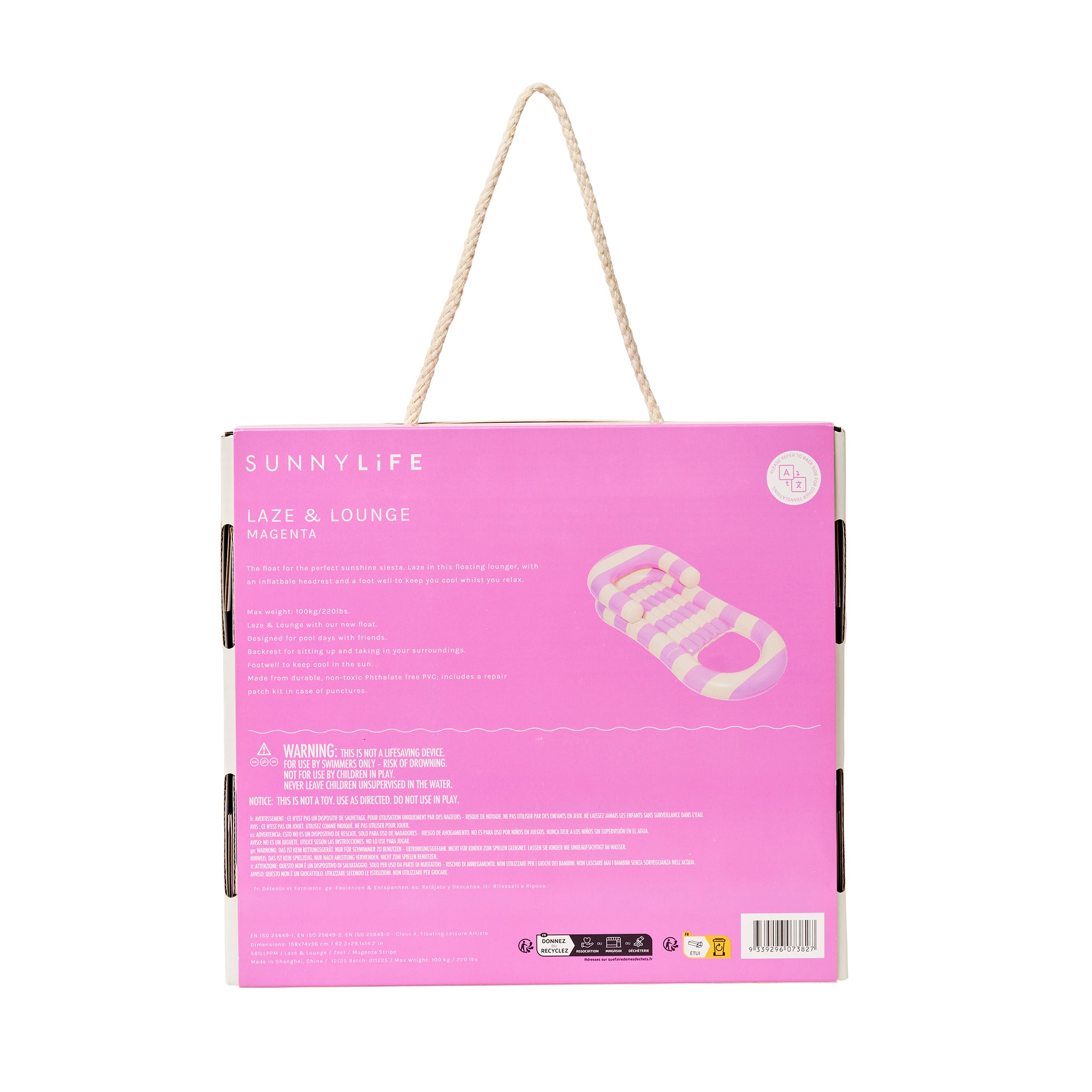 Laze & Lounge Float - Pool Party Magenta Stripe