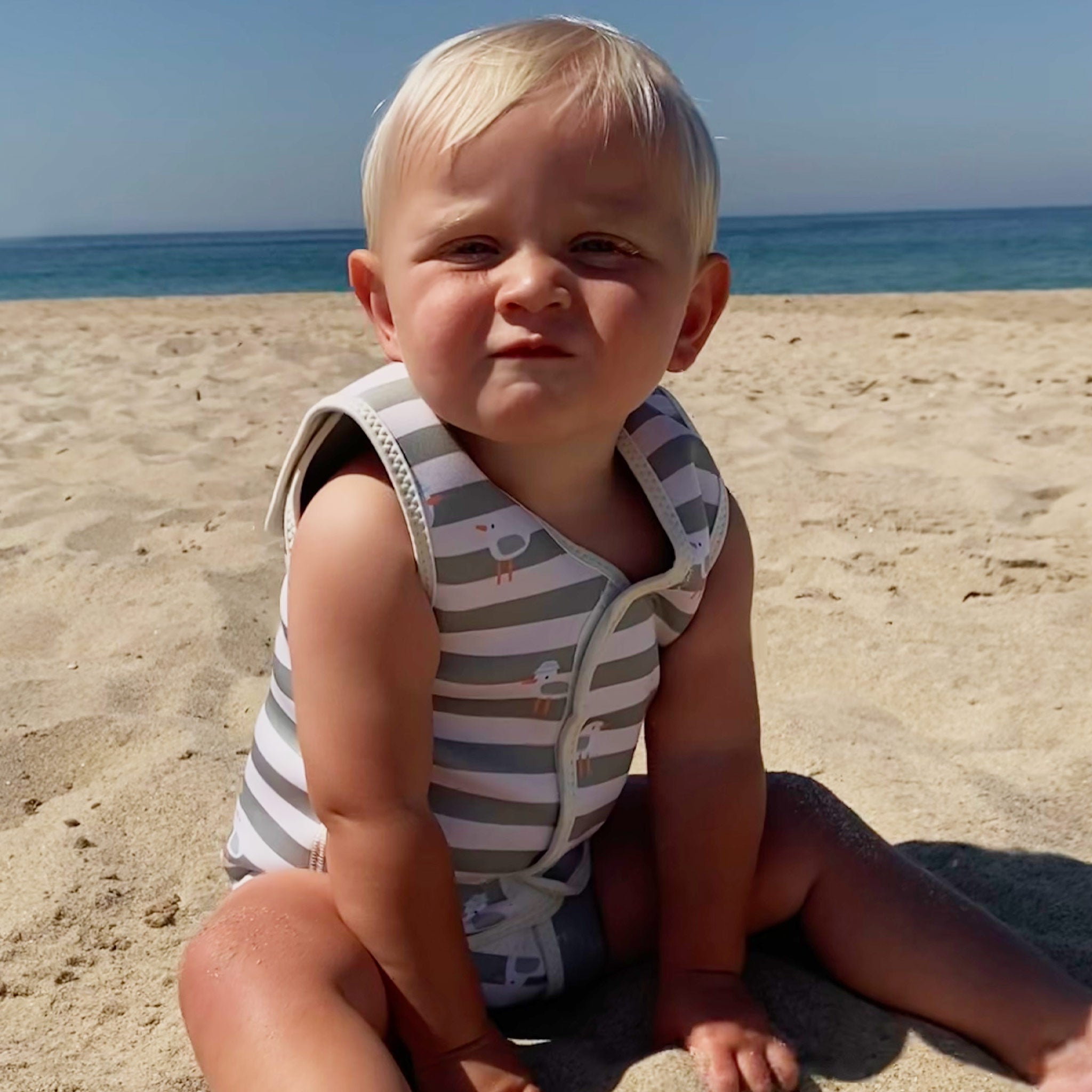 Baby Wetsuit - Sammy the Seagull Green Stripe