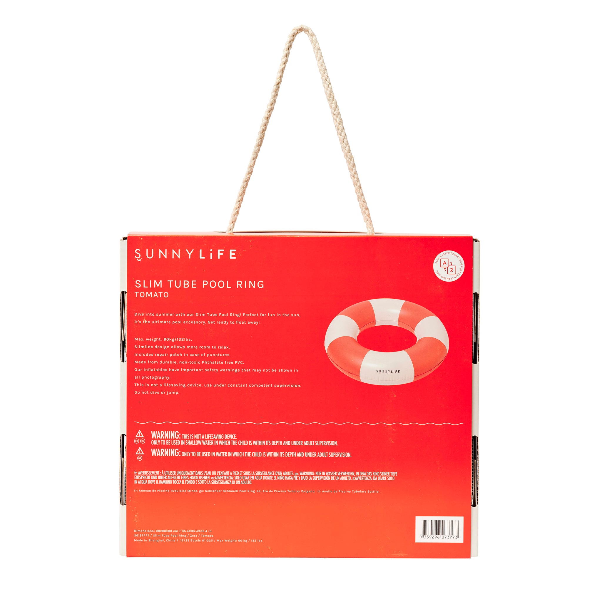 Slim Tube Pool Ring - Pool Party Tomato