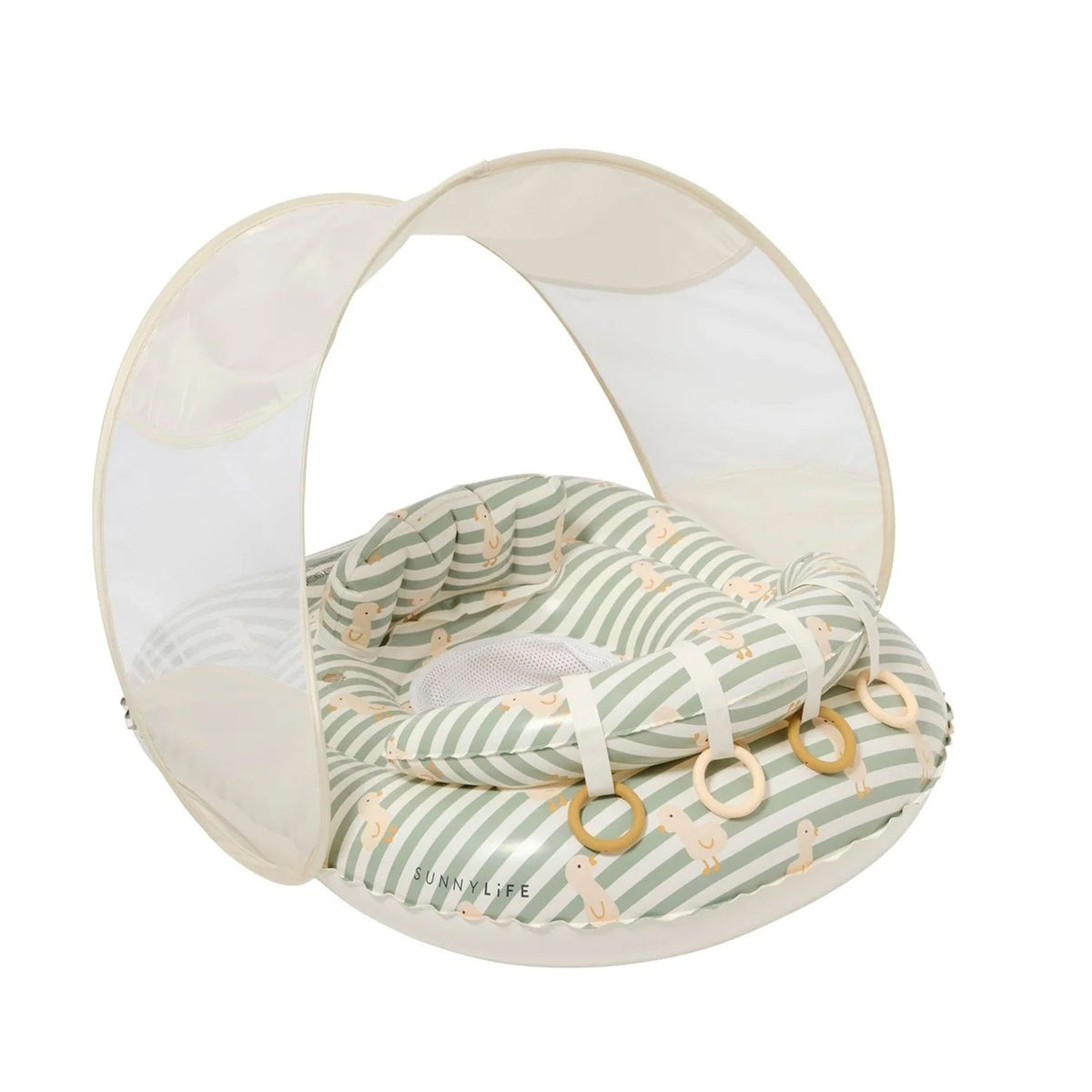 Interactive Baby Float - Dex the Duck Green Stripe