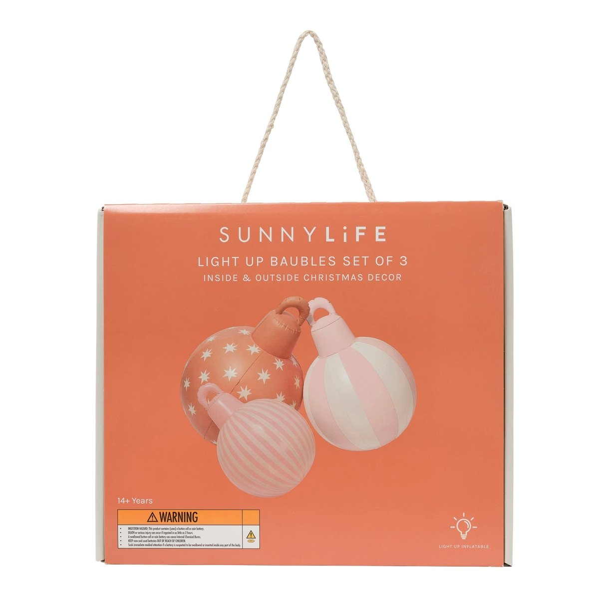 Light Up Christmas Baubles Red Set of 3 - SUNNYLiFE US
