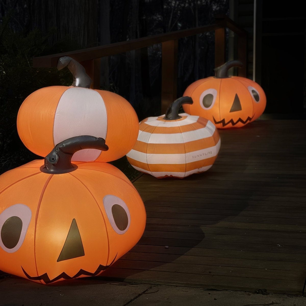 Light Up Orange Inflatable Halloween Pumpkins Set of 3 - SUNNYLiFE US
