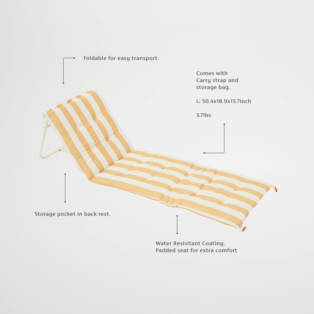 Reclining Beach Chair | Mango Bay Golden Mustard Stripe