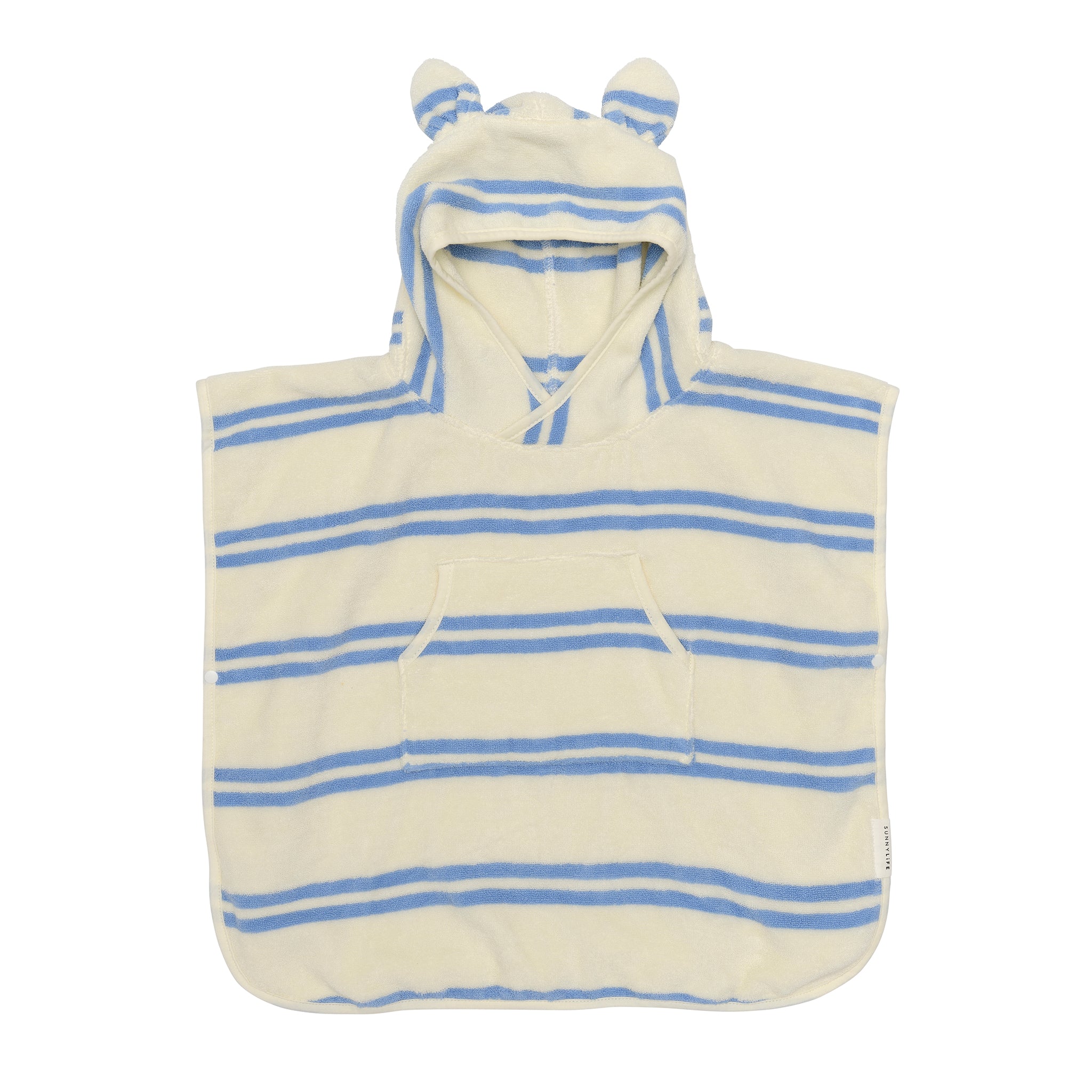 Kids Beach Poncho Towel - Sammy the Seagull Blue Stripe