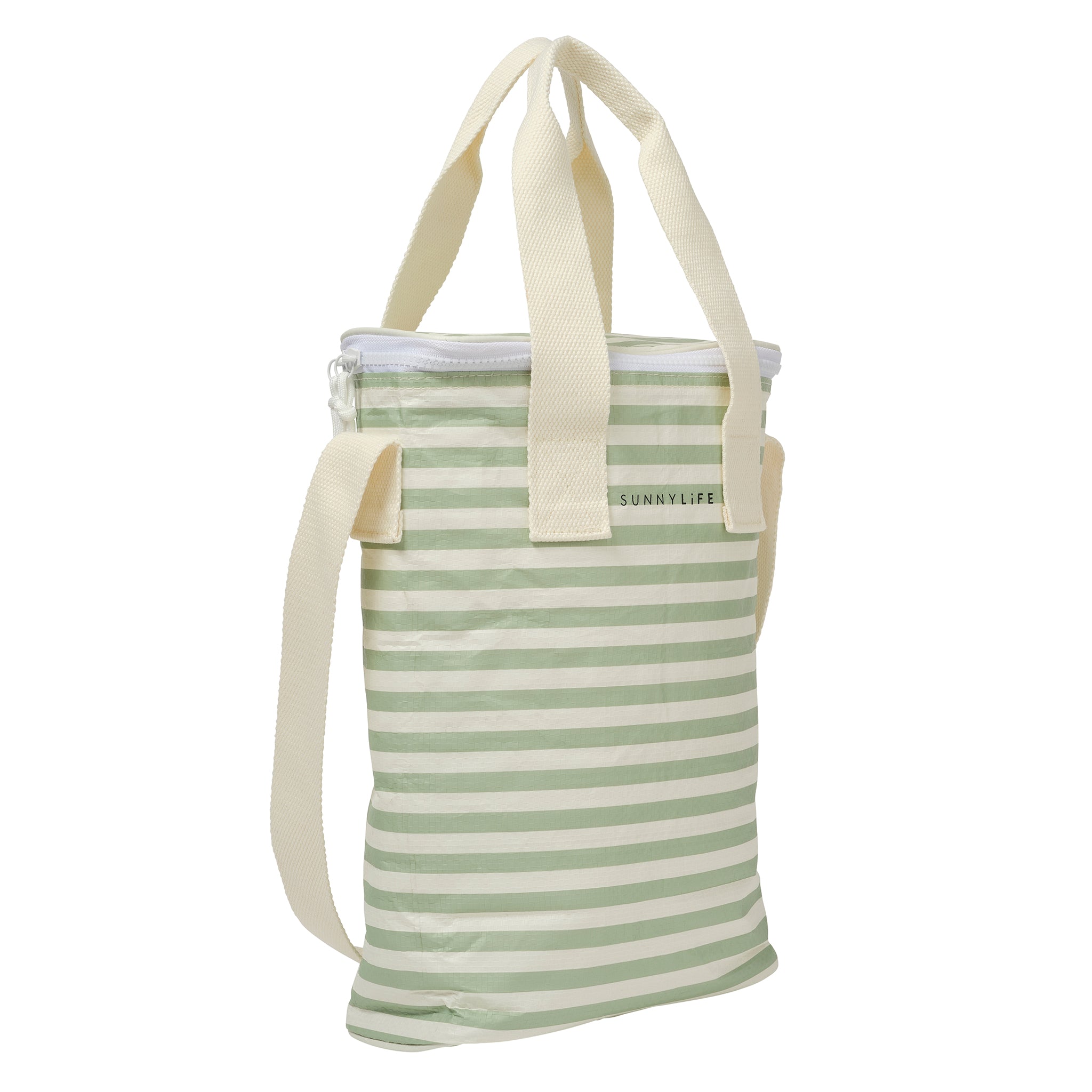 Light Cooler Drinks Bag - Sea Sage Stripe