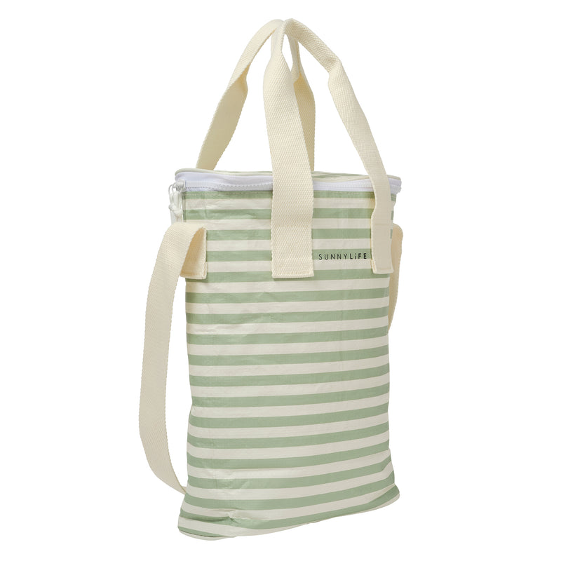 Light Cooler Drinks Bag - Sea Sage Stripe