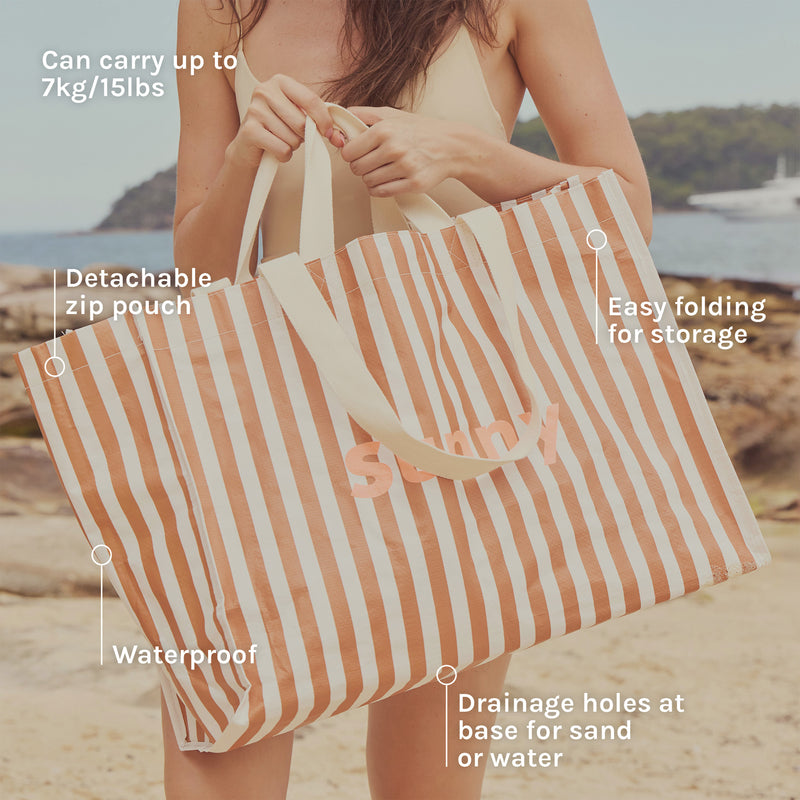 Sunnylife Carryall Beach Bag Tierra Clay Stripe