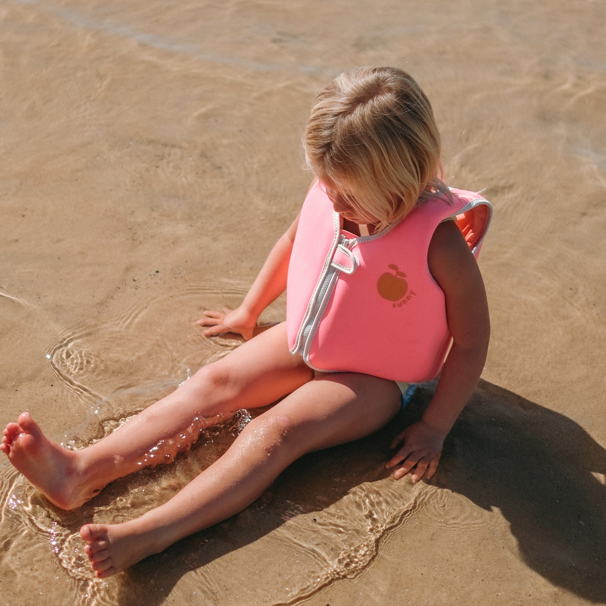 Kids Swim Vest 3-6 - Poppy the Peach Neon Pink