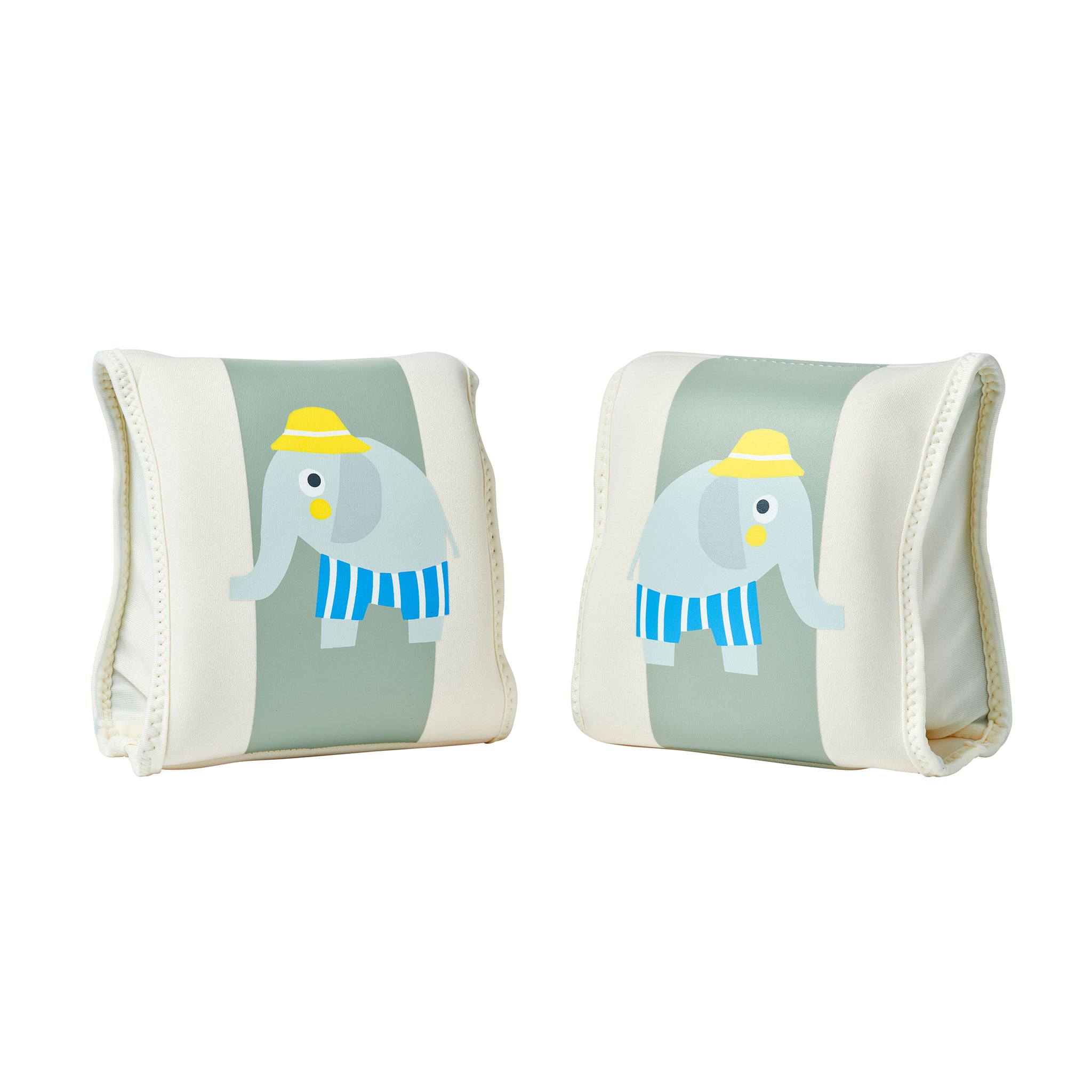Kids Neoprene Arm Bands - Eli the Elephant Green Stripe