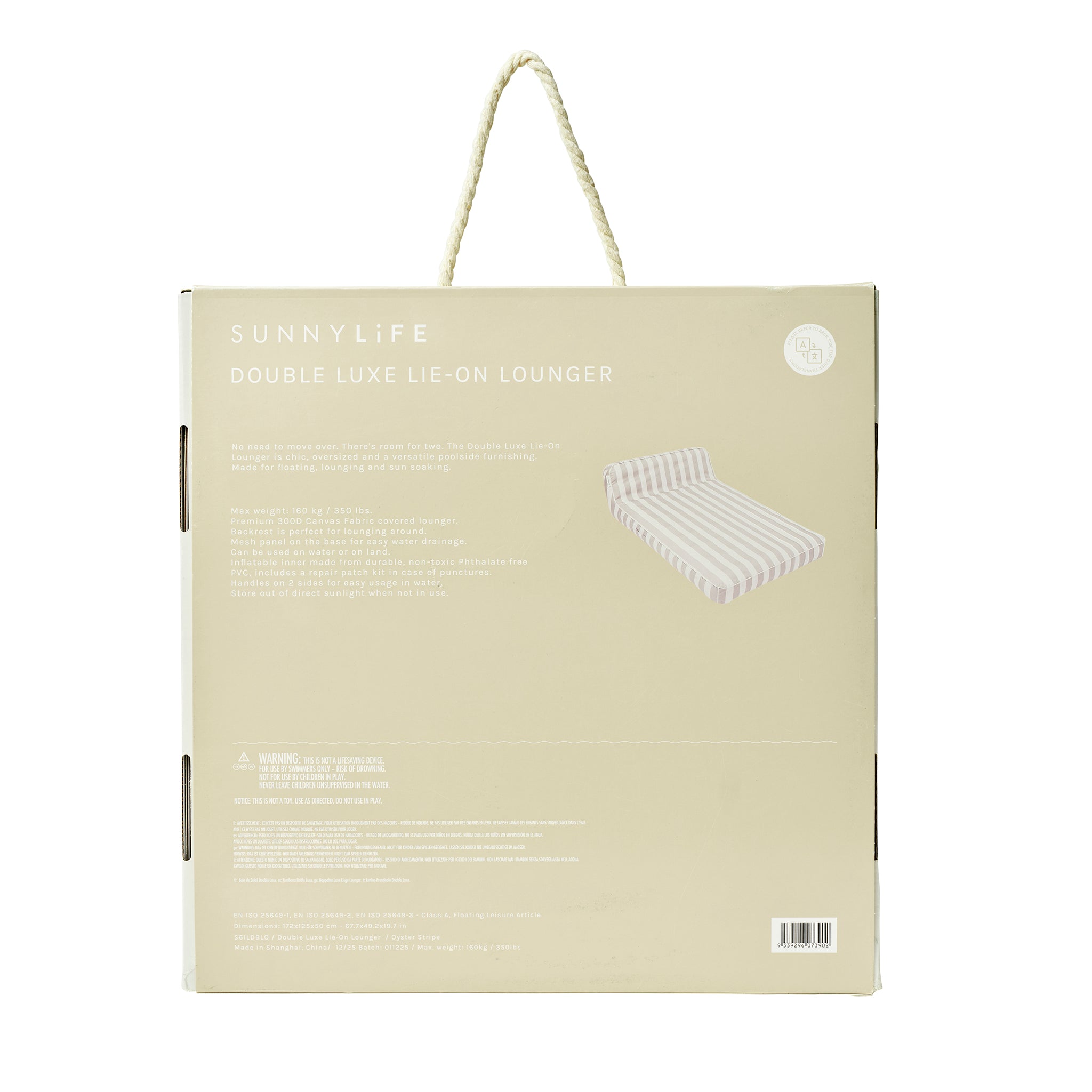 Luxe Double Lounger - Oyster Stripe