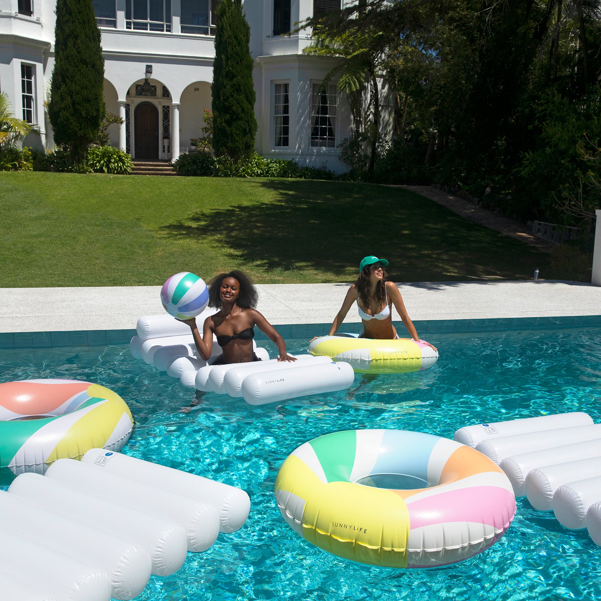 Sunnylife Pastel Gelato Pool Side stripe-print Inflatable Beach Ball 35cm