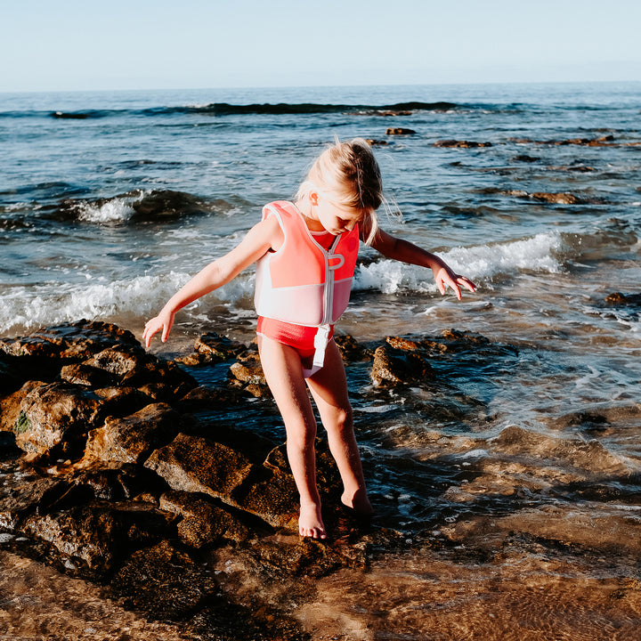Kids Swim Vest 2-3 | Melody the Mermaid Neon Strawberry