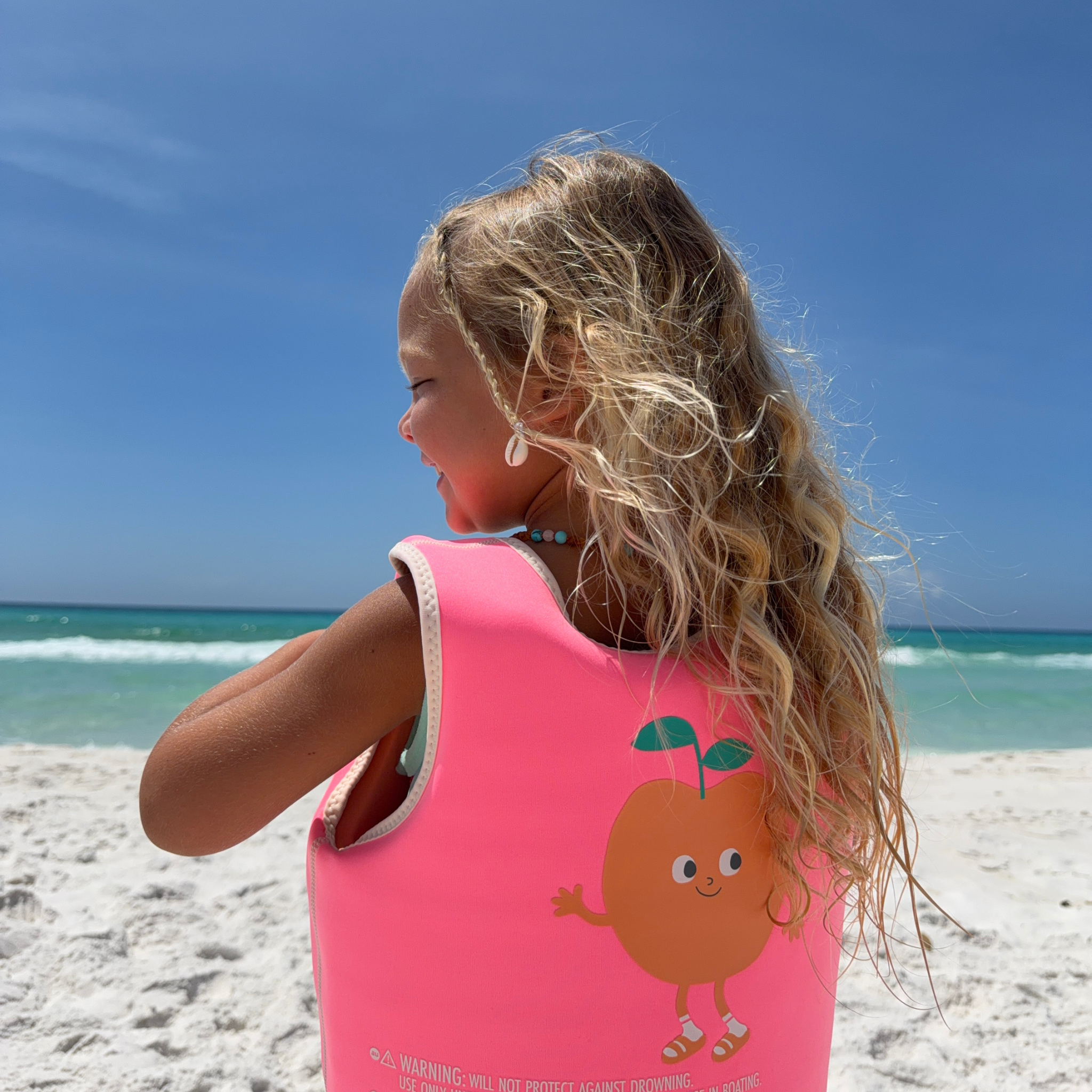 Kids Swim Vest 3-6 - Poppy the Peach Neon Pink