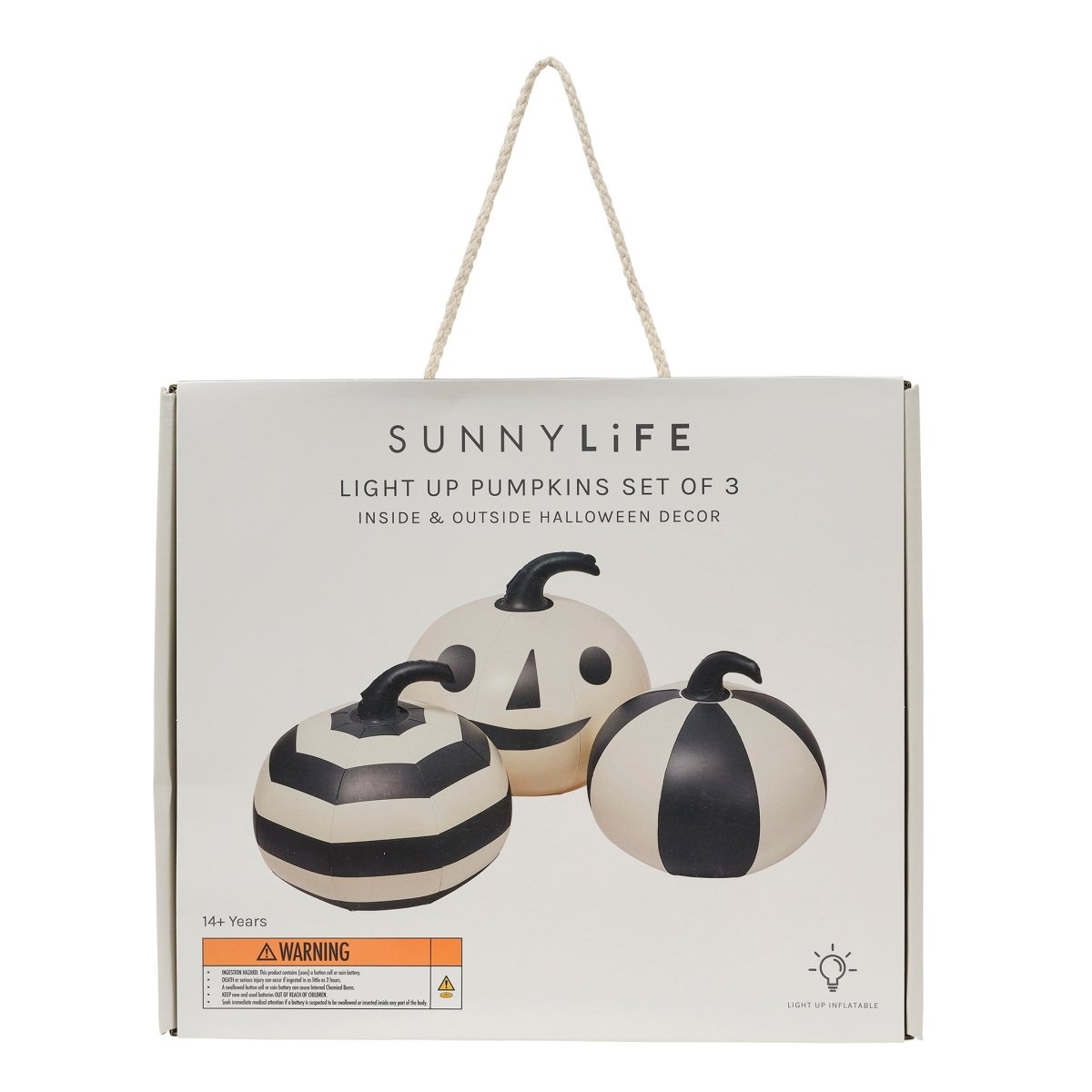 Light Up Black & White Inflatable Halloween Pumpkins Set of 3 - SUNNYLiFE US