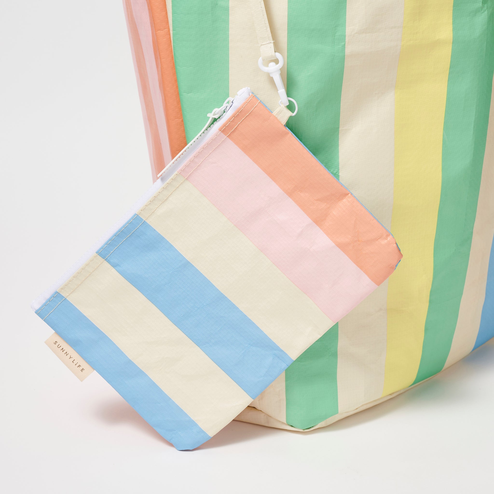 Large Open Woven Rainbow Tote
