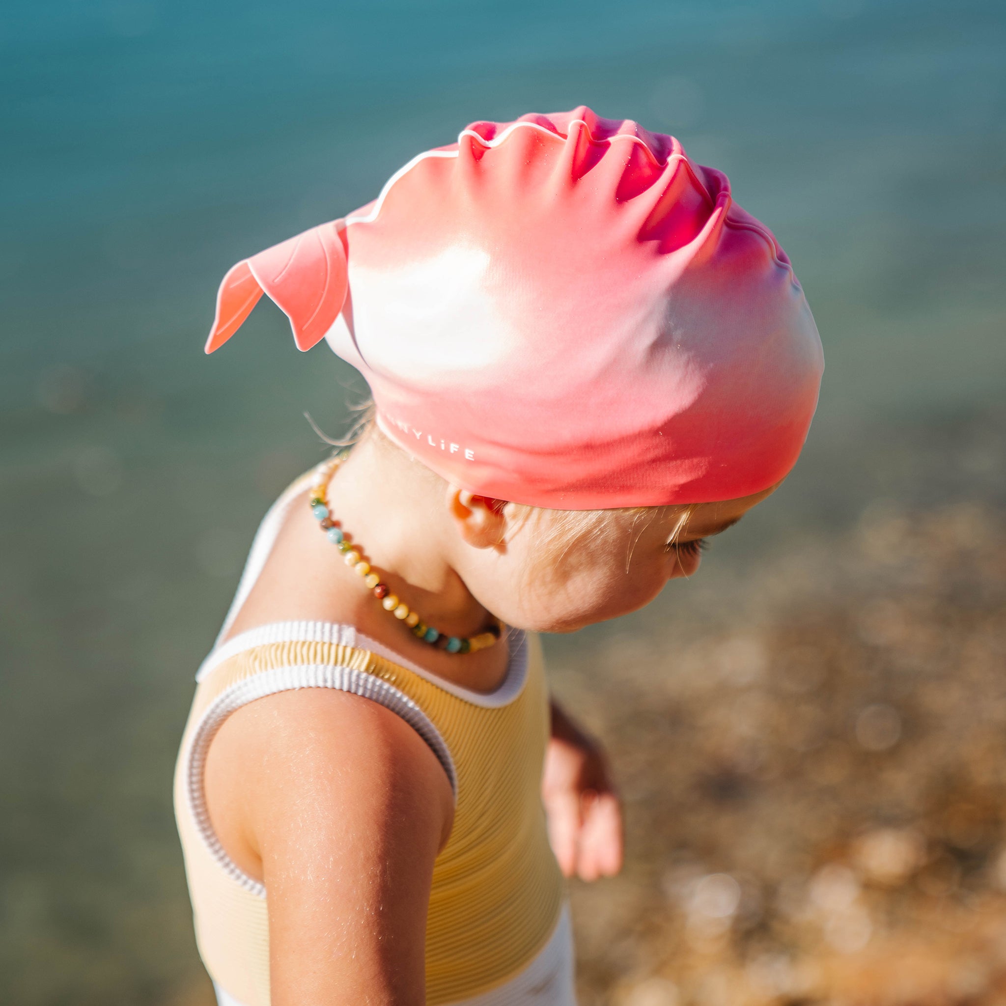 kids swimming cap melody the mermaid pink  